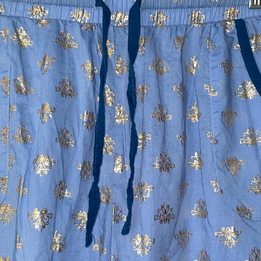 Disney Pajama Pants Women's Medium Blue Gold Damask Print Lounge Sleepwear - Picture 11 of 13
